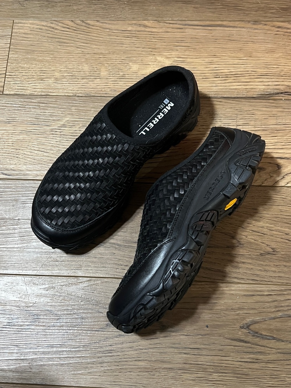 Merrell Black Woven Slip-On Clog Mules